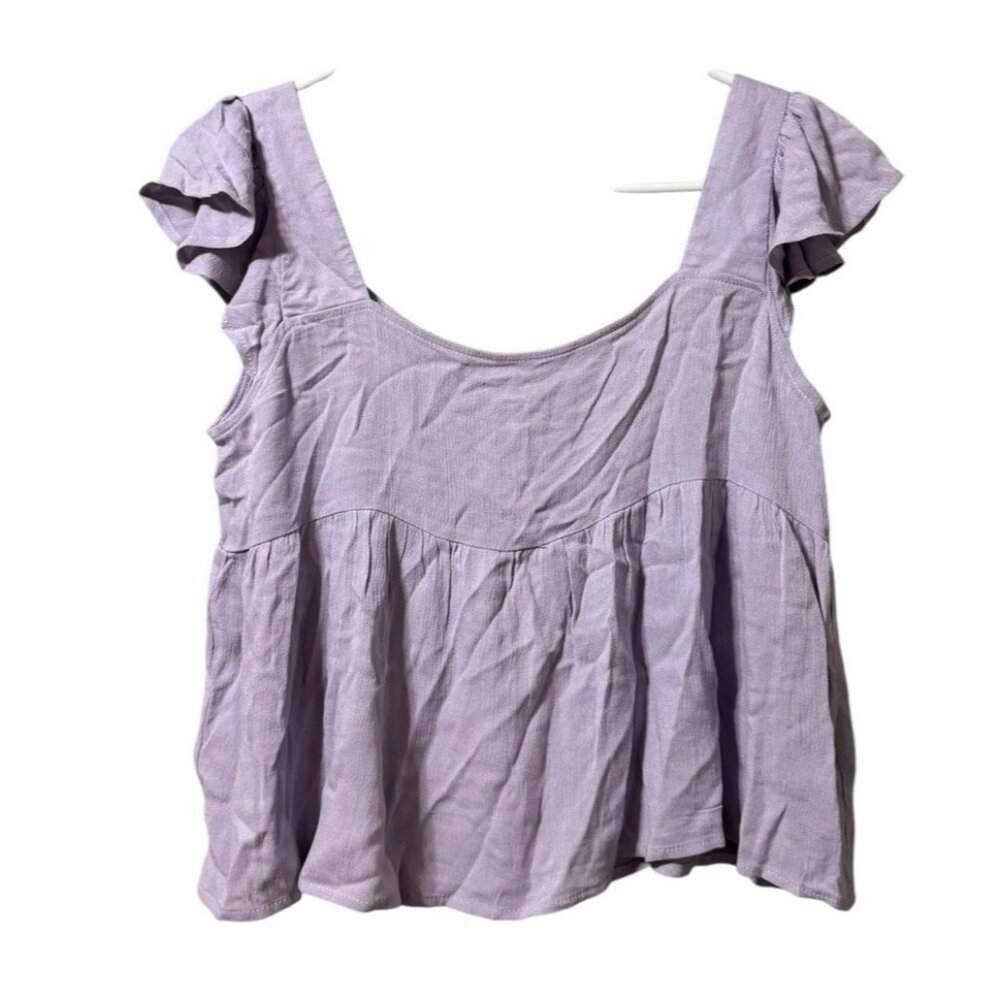Anthropologie Sadie‎ & Sage Women Crop Top Flutter Sleeve Size Small Rayon Boho